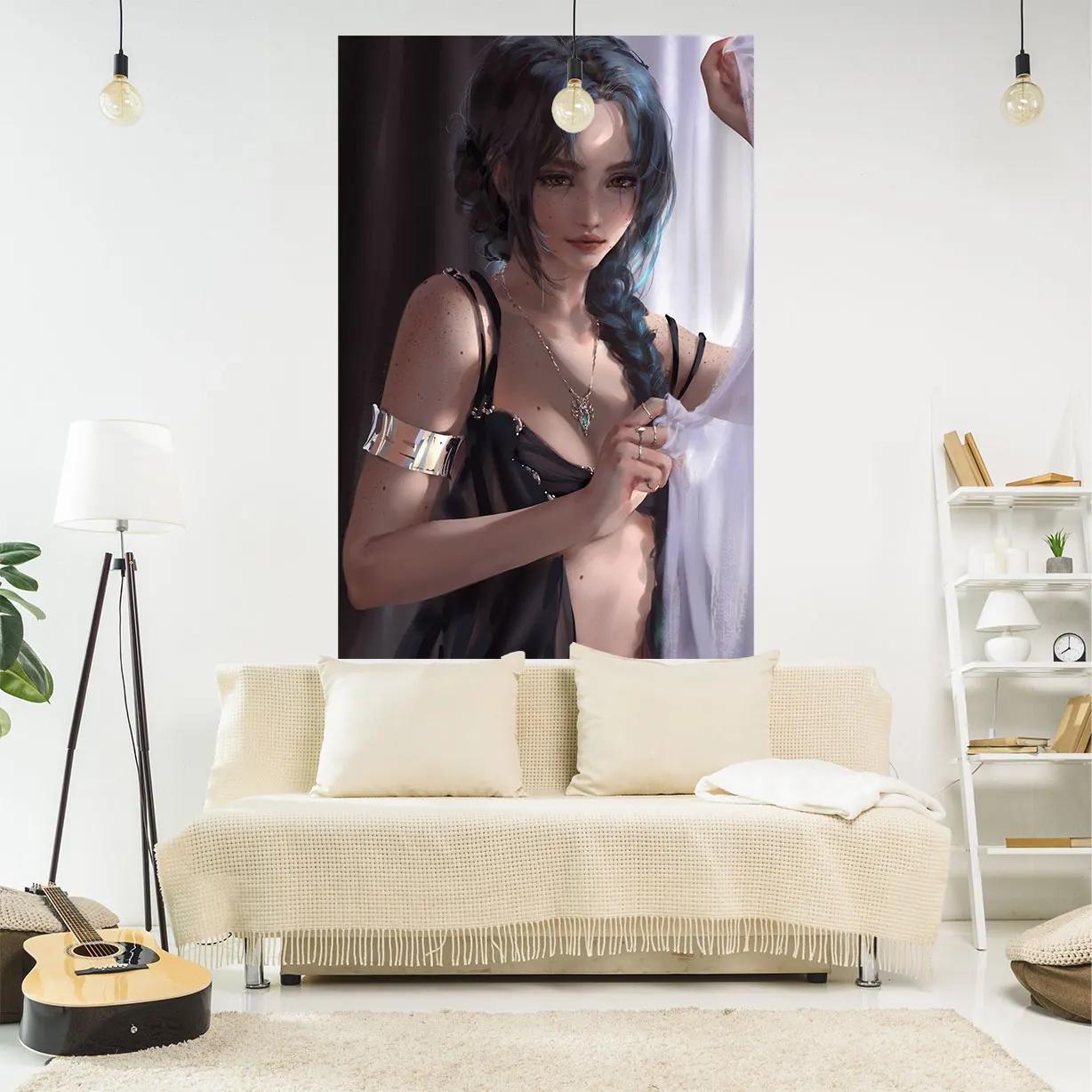 

Anime Girls Hanging Tapestries Sexy Sofa Blanket Background Cloth Aesthetic Dorm or Bedroom Decorations