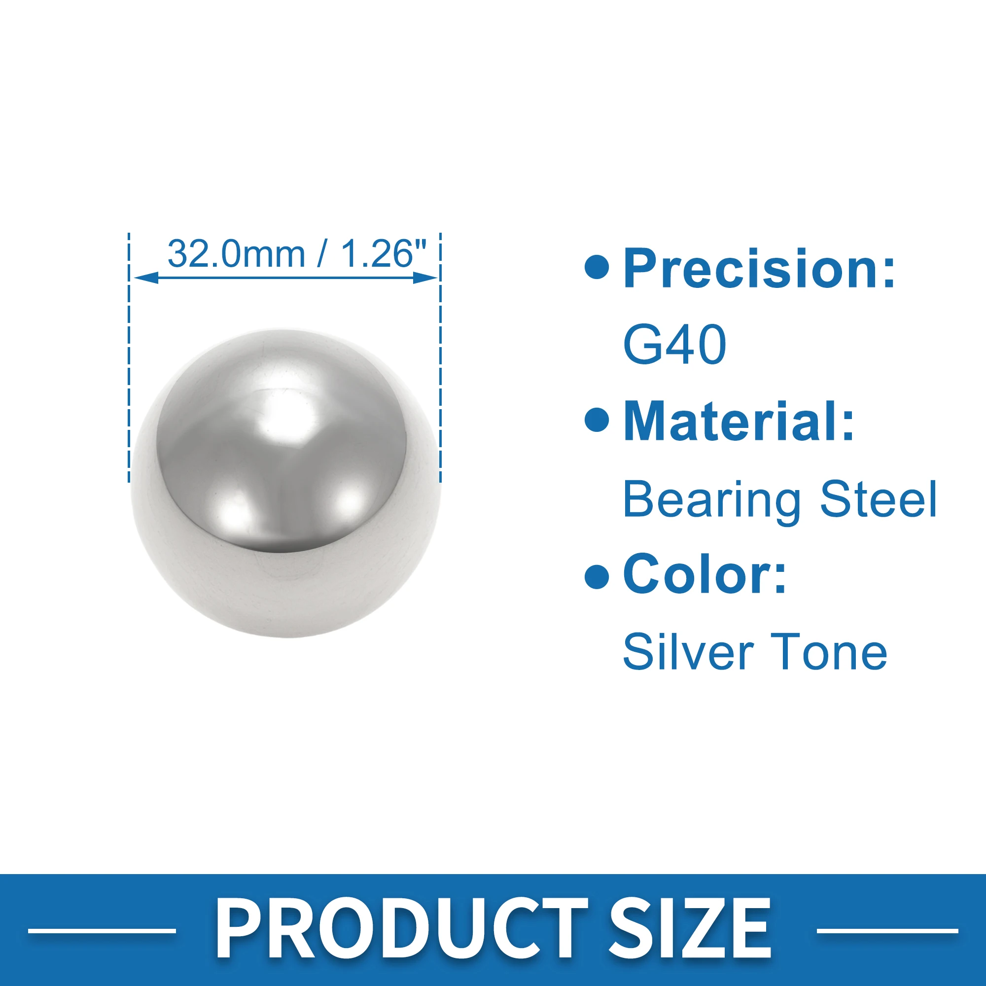X Autohaux 32.0mm 베어링 볼 베어링 스틸 G40 정밀 볼 실버 톤 2개