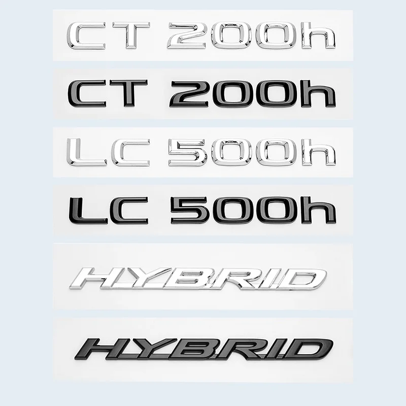 3D Chrome Glossy Black ABS Letters Number CT200h LC500 LC500h HYBRID Emblem For Lexus Car Trunk Logo Badge Sticker Accessories