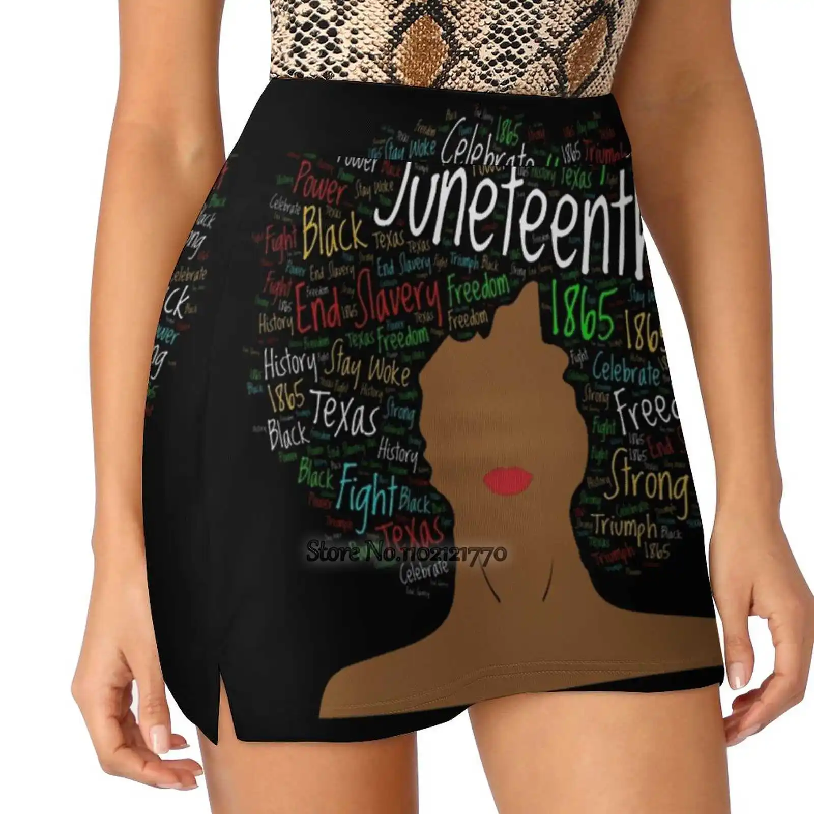 

Juneteenth Colorful Afro Trending Fashion Skirt Summer Printed Women Sport Skirts Double-Layer Athletic Afro Black History
