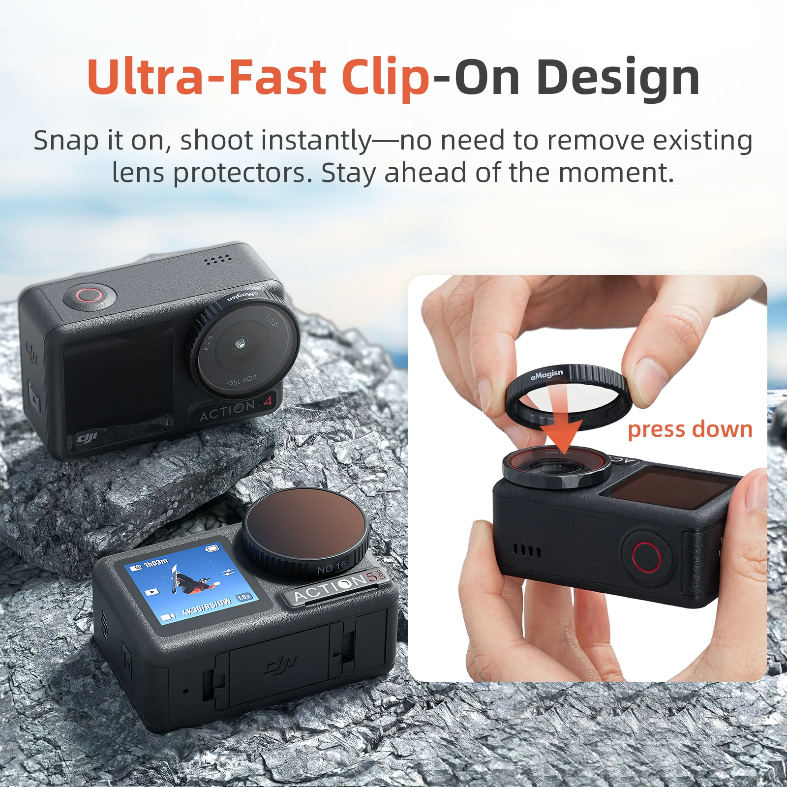 Filtres ND CPL UV pour GoPro DJI Osmo Action - Lot 4 Filtres