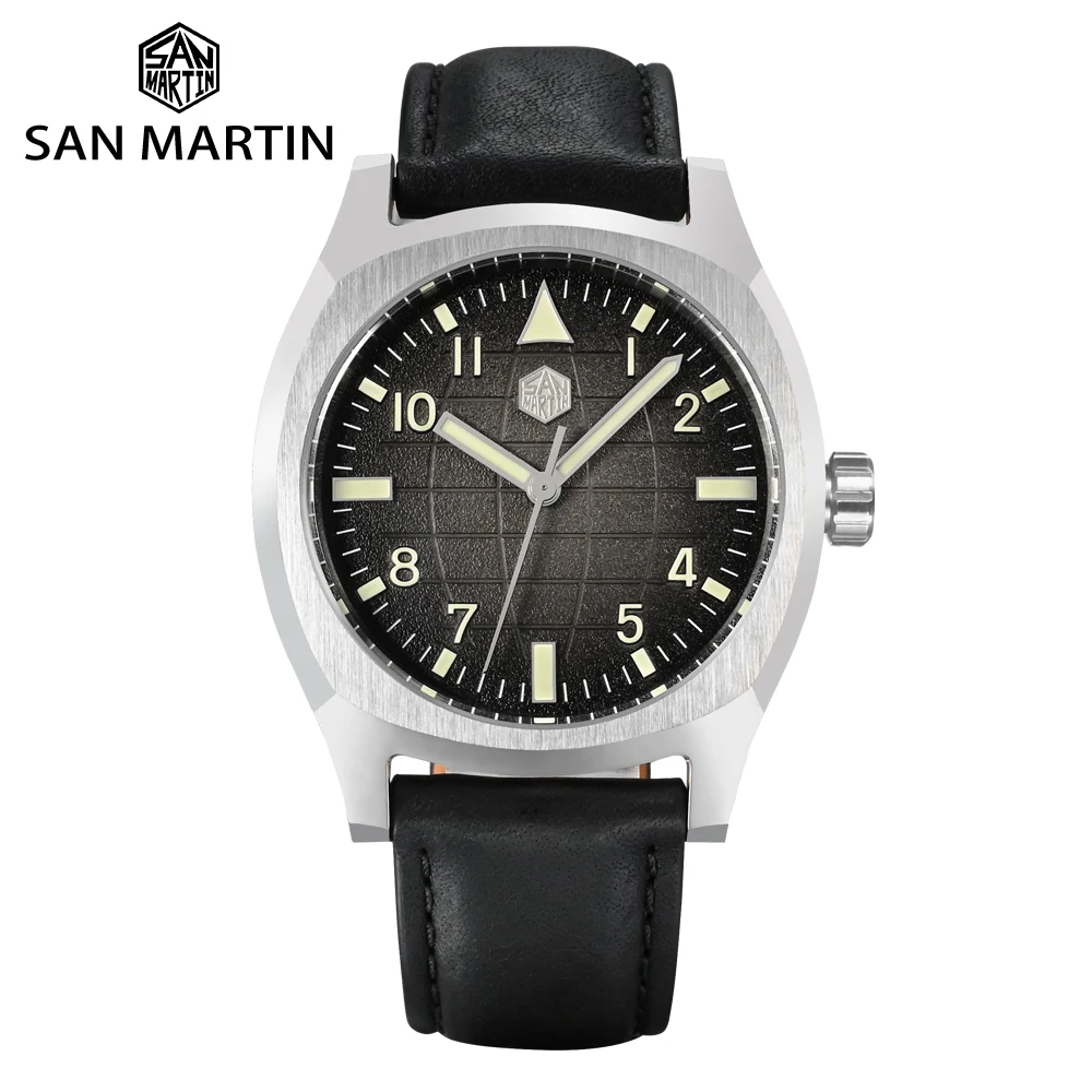 San Martin New Original Design Men Watch Luxury Sport Style Orologi Meccanici Automatici Grid Pattern Dial 10 Atm Waterproof