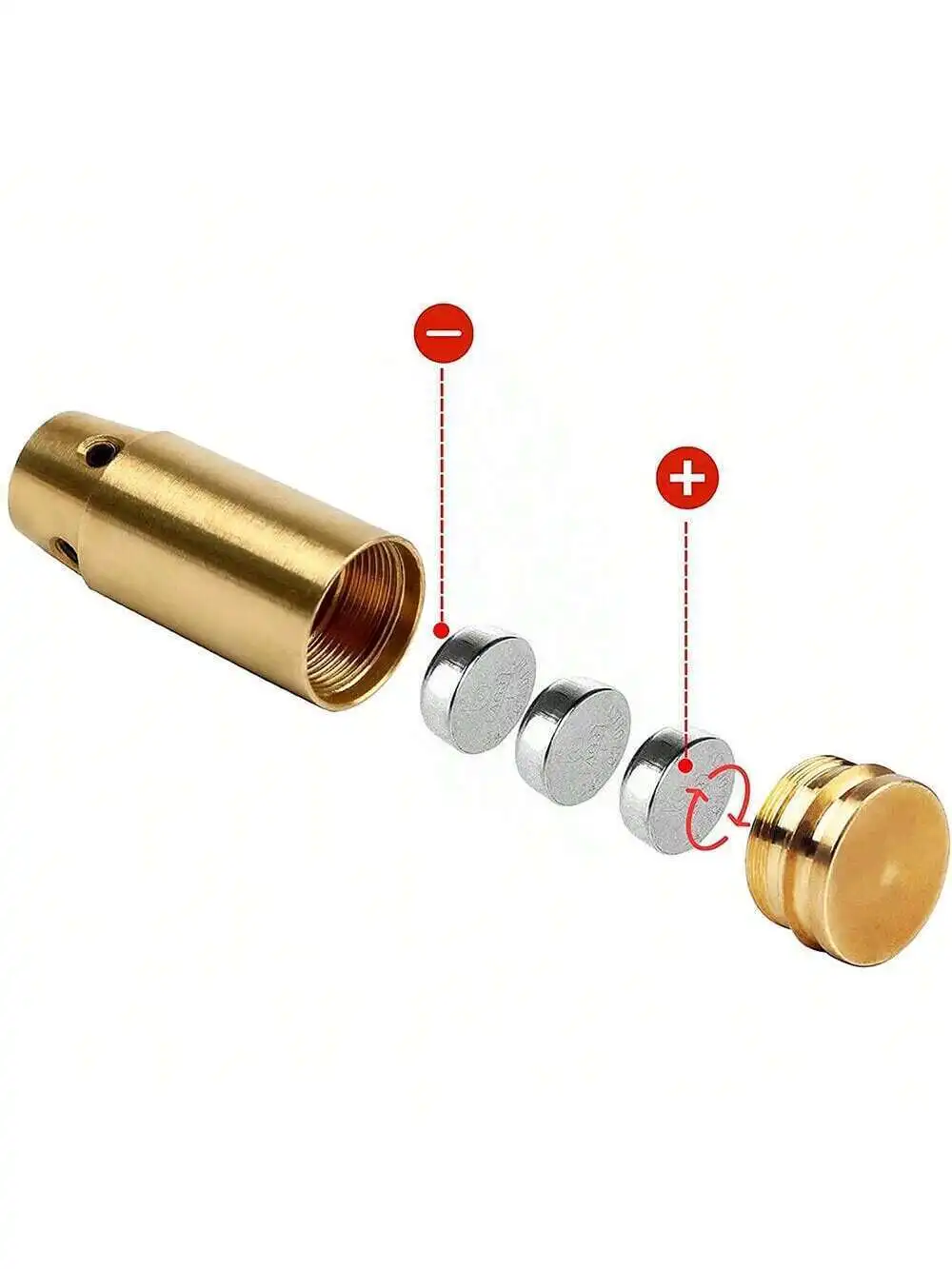 High Accuracy CAL 9mm Red Laser Bore Sight Cartridge Bullet Shap Boresighter 6 Batteries