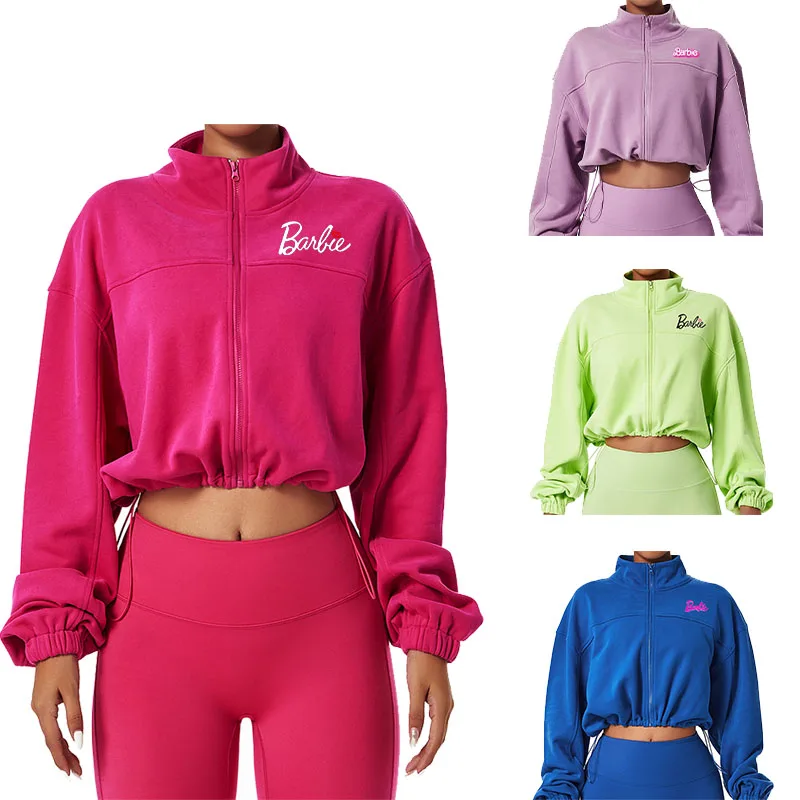 

Барби мультфильм Повседневная девочка красивая Толстовка свободная универсальная уличная спортивная портативная куртка на молнии Простой Топ для девочек