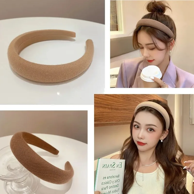 5pcs 30mm Fashion Headbands for Girls Women Padded Fabric Hair Bands Ivory Brown Black Hair Hoops For Daily