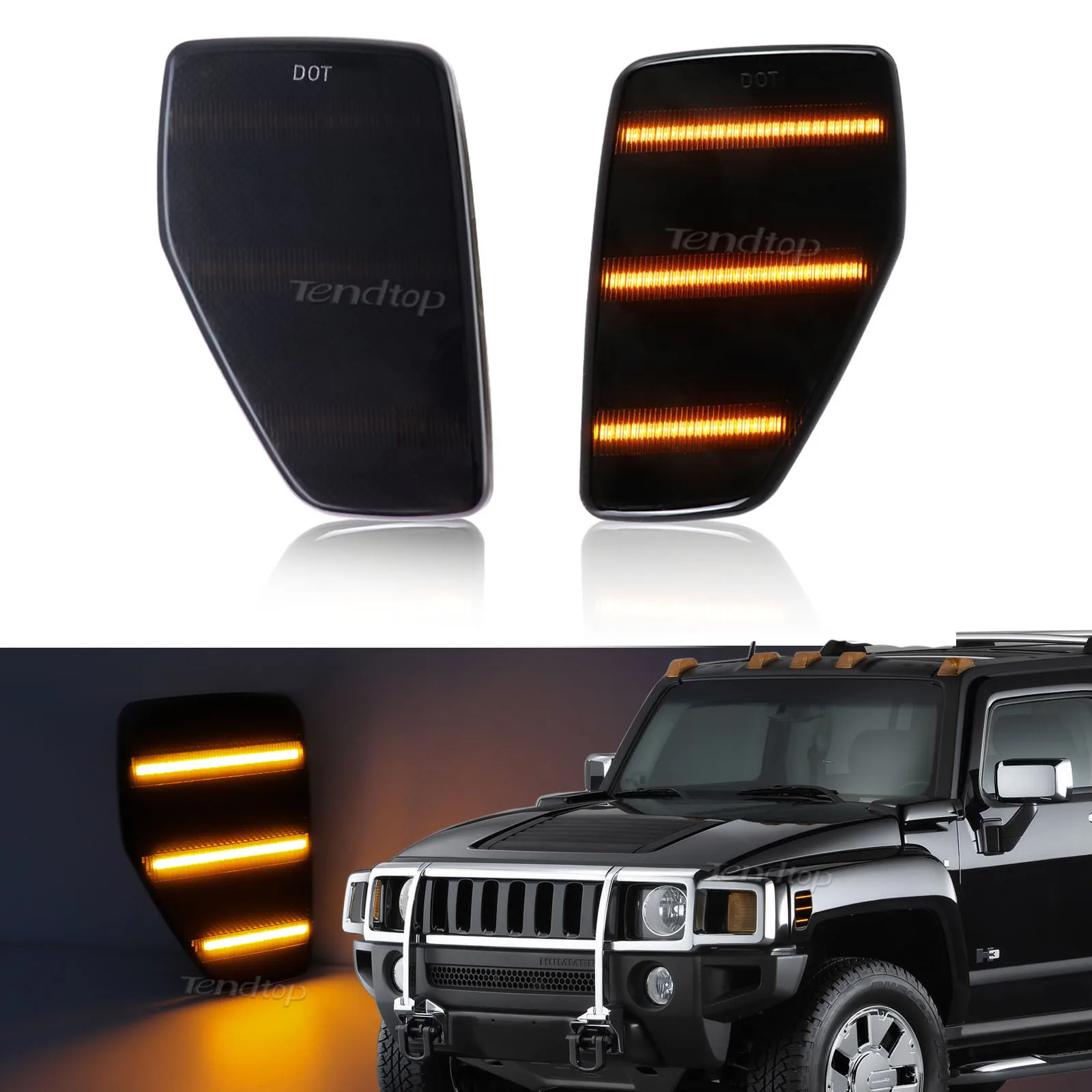 

LED Front Bumper Mirror LightSide Marker Turn Signal Lights Smoked Amber Side Marker For Hummer H3 2006-2010 H3T 2009 2010