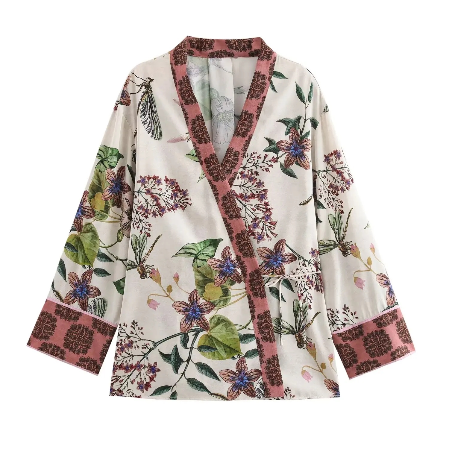 HH TRAF Conjunto de 2 piezas de blusa tipo kimono con cuello en V