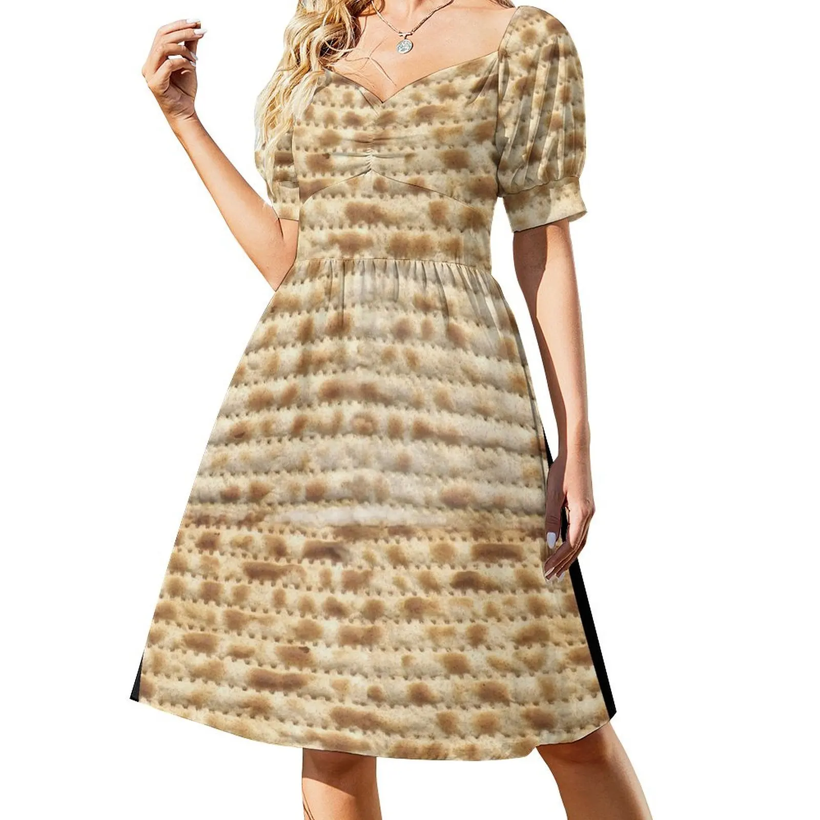Patrón divertido de matzá - Matzá de Pésaj - Matzá de Pésaj Vestido de manga corta Vestido morado Vestidos Vestido de gala
