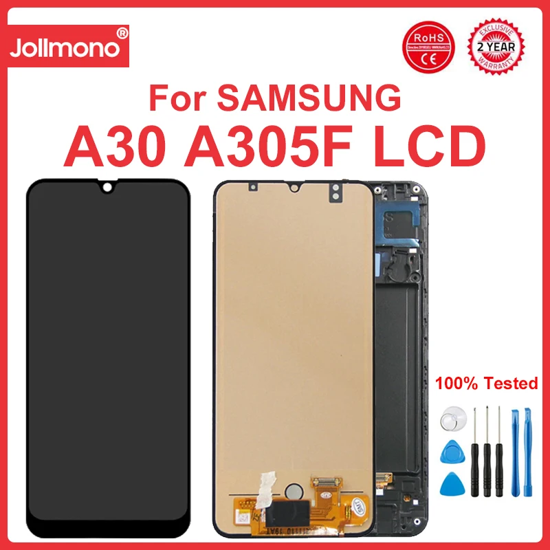 

A30 Display Screen With Frame for Samsung Gaxlay A30 A305 A305F A305F/DS Lcd Display Touch Screen Digitizer Replacement