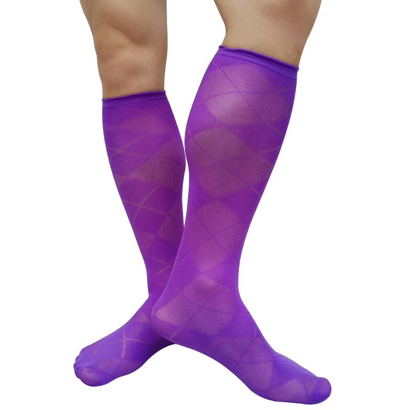 Purple Dress Socks Men Fashion Men Sheer Socks Mens Long Purple