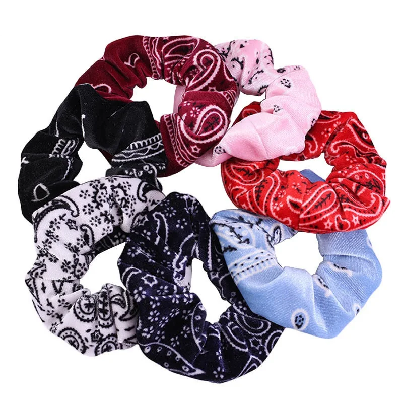 Koranische Samt Paisley Haargummis Große Haar Accessoires_voghion.com