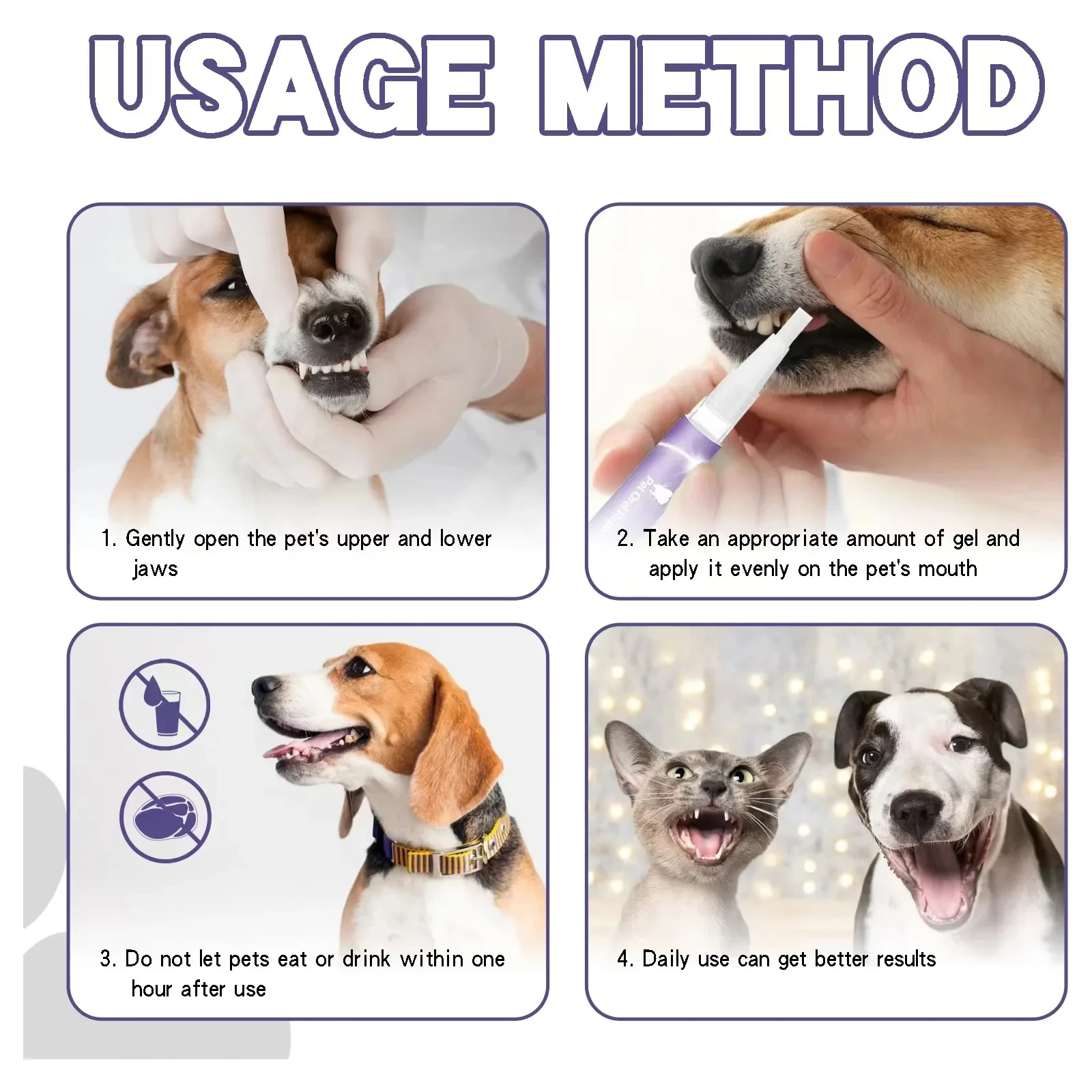 Pet teeth cleaning and whitening pen, suitable for cats and dogs to remove bad breath pet oral care, 10PCs