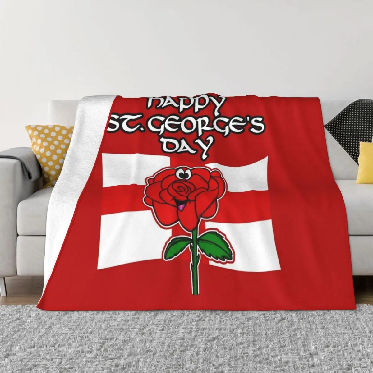 

Happy St. George's Day Rose England English Flag Throw Blanket blankets ands for babies Moving Blankets