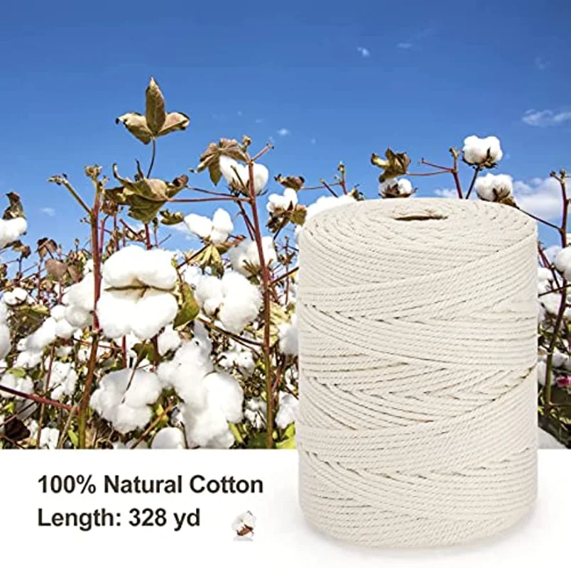 Macrame Cord 4/3mmx328Yards Beige Macrame Rope Cotton Cord Wall Hanging Plant Hangers Crafts Knitting Christmas Wedding Decor macrame cord