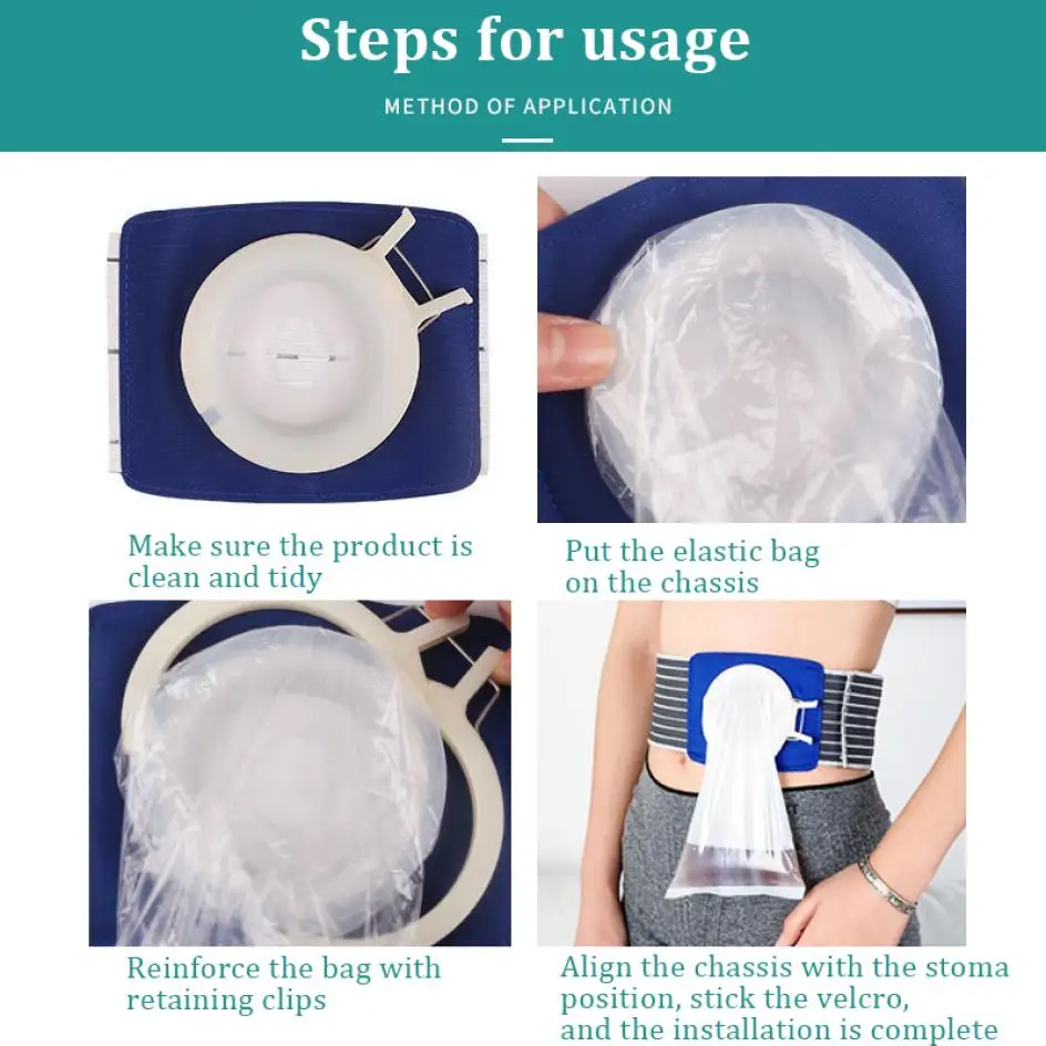 Description Picture 2 of itemOstomy Bag Care Colorectal Diversion Cancer Ostomy Artificial Stoma Anal Cover for Stool Disposable Transparent & Blue Bag