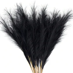 Set of Red Artificial Reeds - Tall Plush Faux Grass for Elegant Wedding and Party Decor (Black)