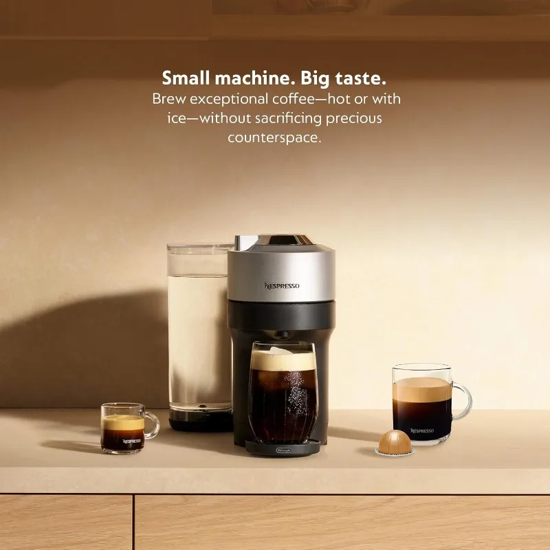 Nespresso Vertuo Pop+ Deluxe Coffee and Espresso Machine by De'Longhi, 120 Volts, Silver 2