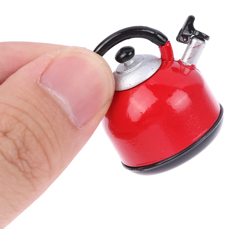Doll House Decoration 1/12 Mini Alloy Kettle Simulation Teapot Model Toys Dollhouse Miniature Accessories 3