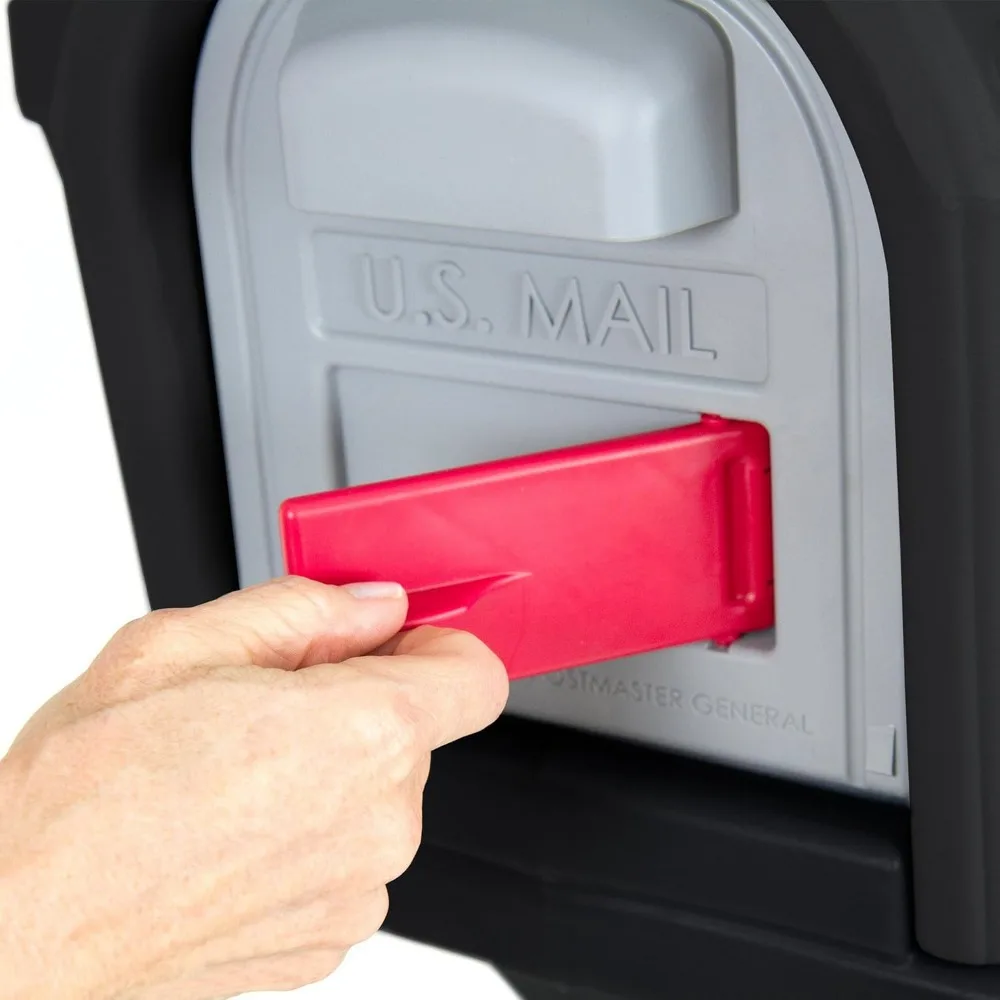 Classic Plastic Residential Mailbox & Post Mount Combo Kit with 2 Access Doors - Light Gray/Dark Gray 4