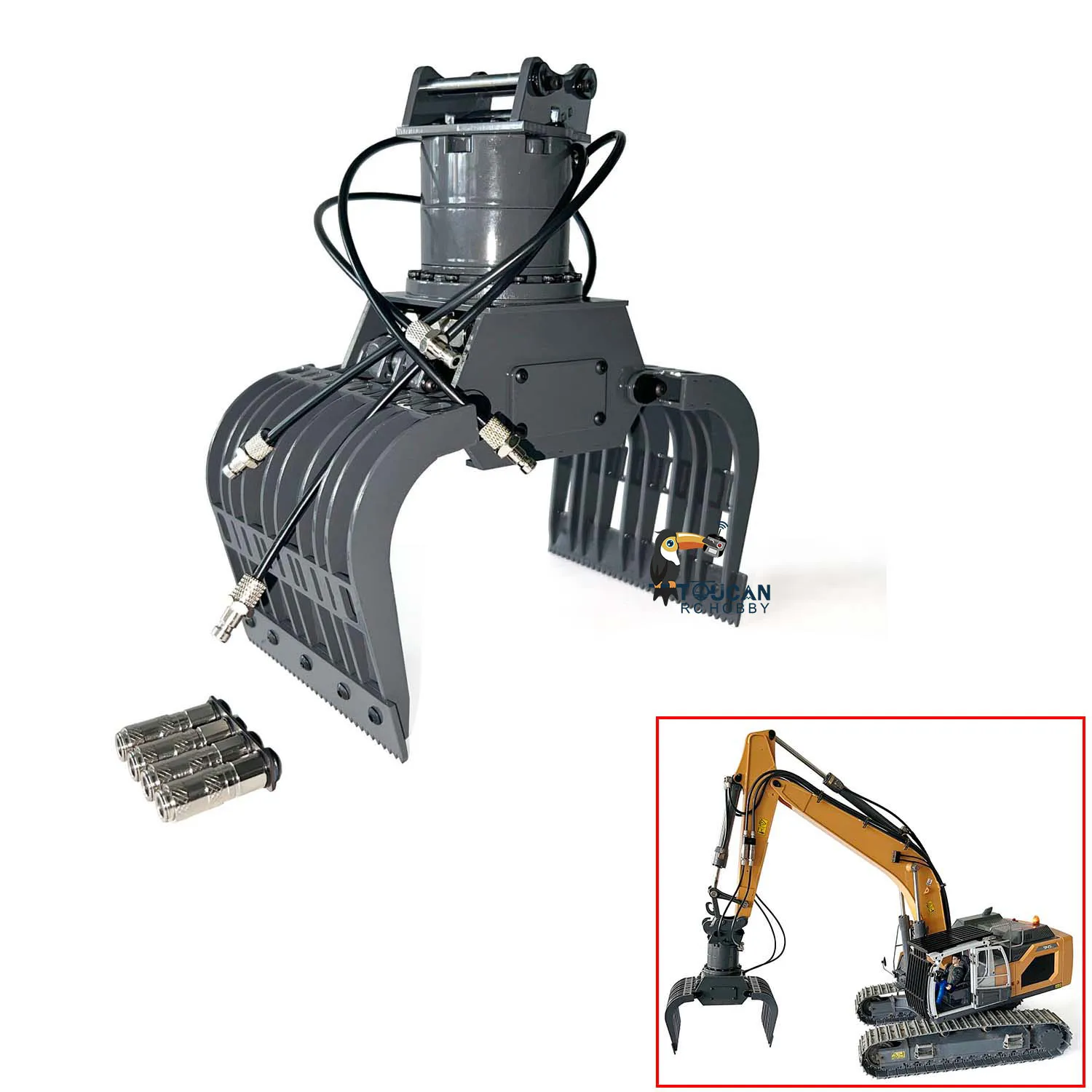 

XDRC RC Hydraulic Claw Metal Grab for 1/14 945 Remote Control Excavator Digger Model Upgraded Part Accessories TH22780