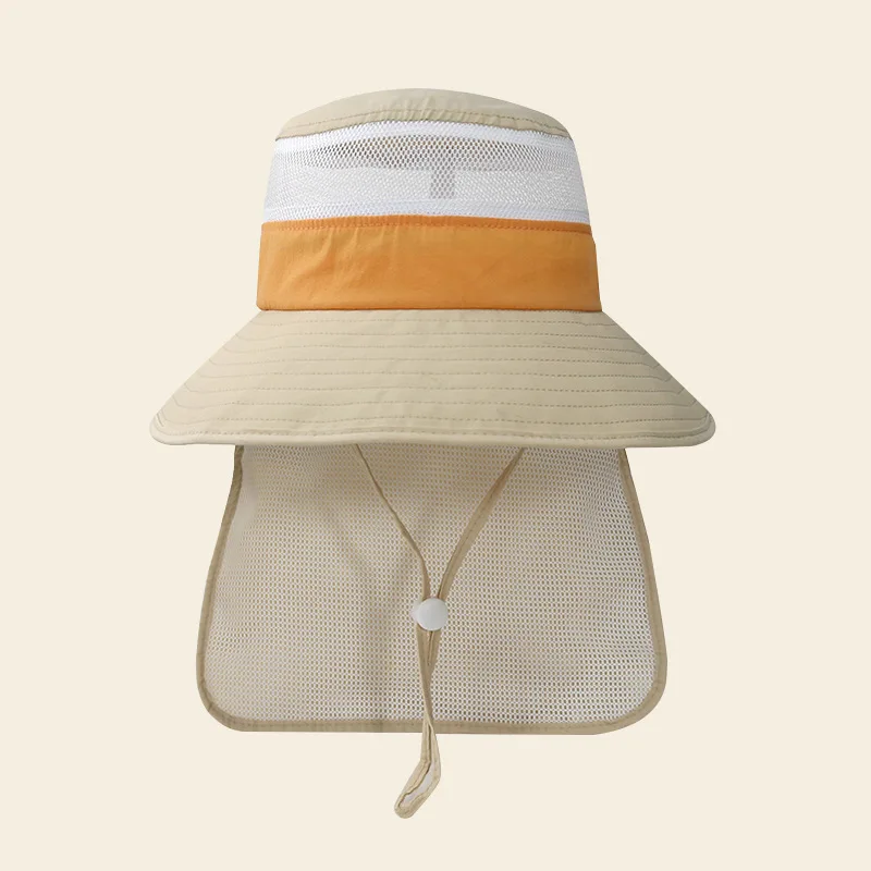 

Summer Hat Kids Boy Girl Beach Accessory Sunshine Protection Big Brim With String Neck Flap Cap For Holiday Teenagers Toddlers