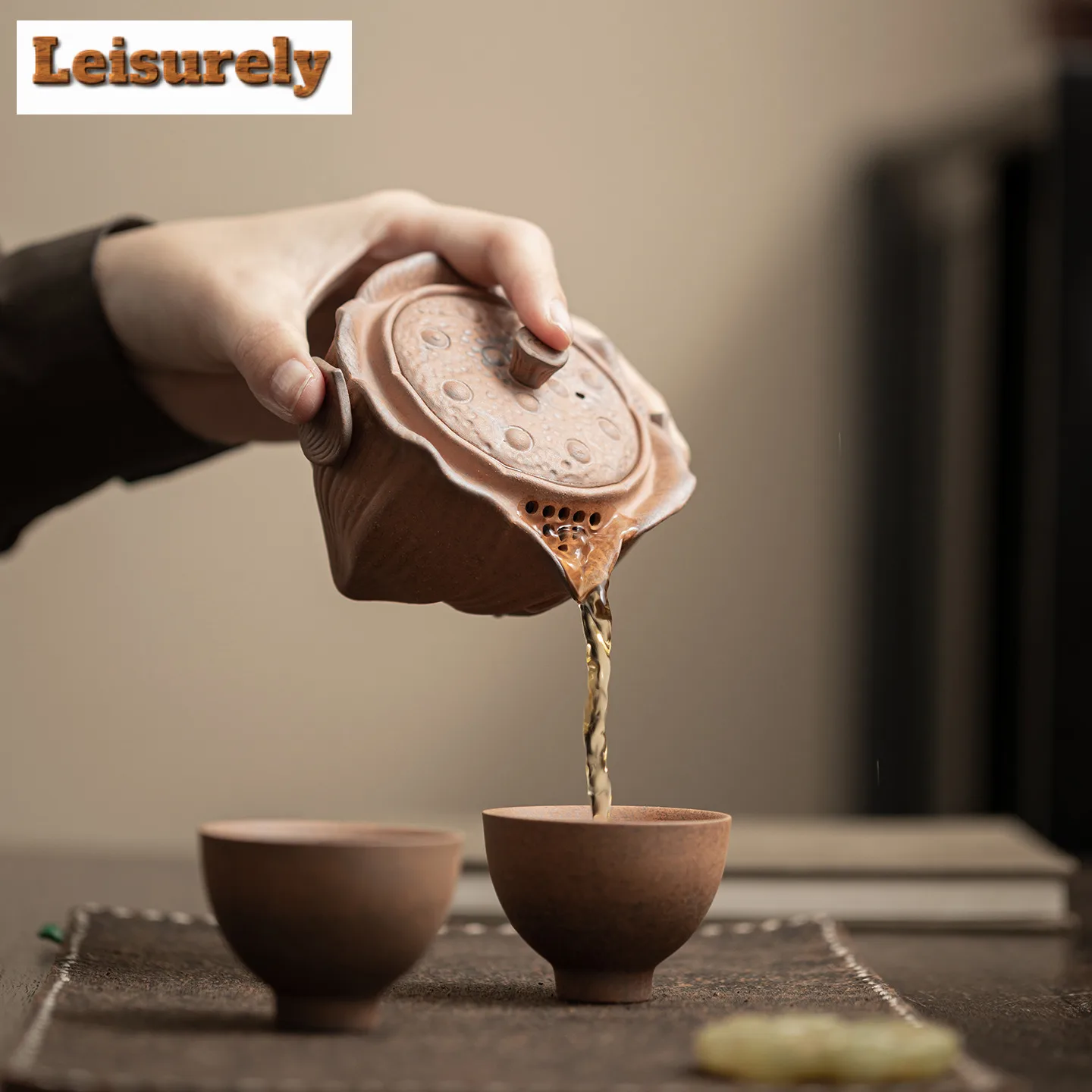 180ML Old Rock Clay Lotus Handheld Teapot Home Ceramic Non-Burning Filter Single Pot Gift Set Kung Fu Tea