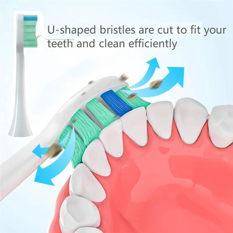 (ABUB) 4개 다른 색상의 칫솔 헤드 부드러운 강모 전동 교체용