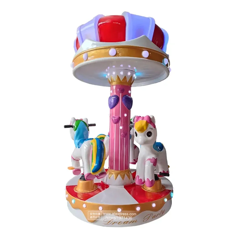 3 Seats Kids Carousels Mini Horse Kiddie Rides Fairground Amusement Park Equipment Merry Go Round Arcade Machine For Game Center