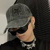Y2K Washed Denim Hole Baseball Cap Sun Hat For Women Men Star Cotton Ponytail Caps Fashion Hip Hop Vintage Snapback Hats Gorros 3