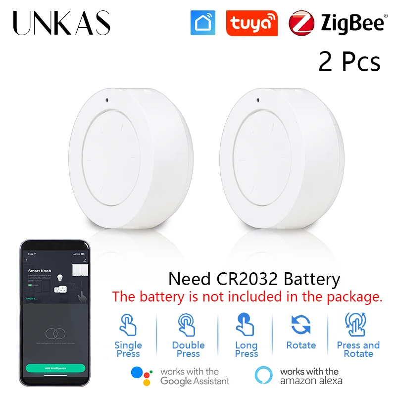 

UNKAS 1 2 3 4 5 6 Pieces Tuya ZigBee Smart Knob Switch Wireless Button Controller Battery Powered Automation Scenario Press