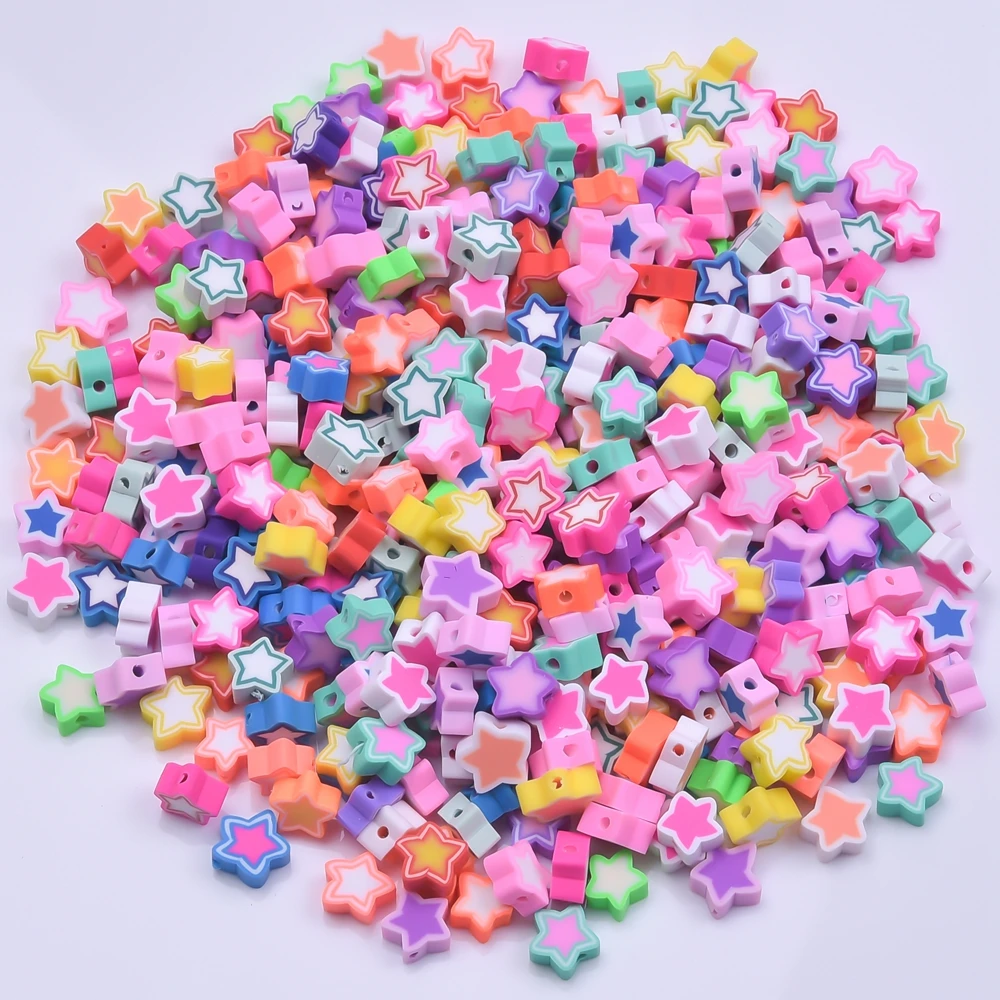 

Colorful Polymer Clay Star Beads For Jewelry Making Supplies DIY Kids Bracelet Anklet Earrings Accessories Pentagram Spacer Bead