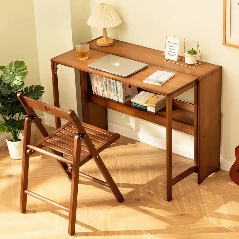 Foldable Desktop Computer Table Study Corner Square Minimalist Gaming Desk Small Apartment Biurka Szkolne Bamboo Furniture