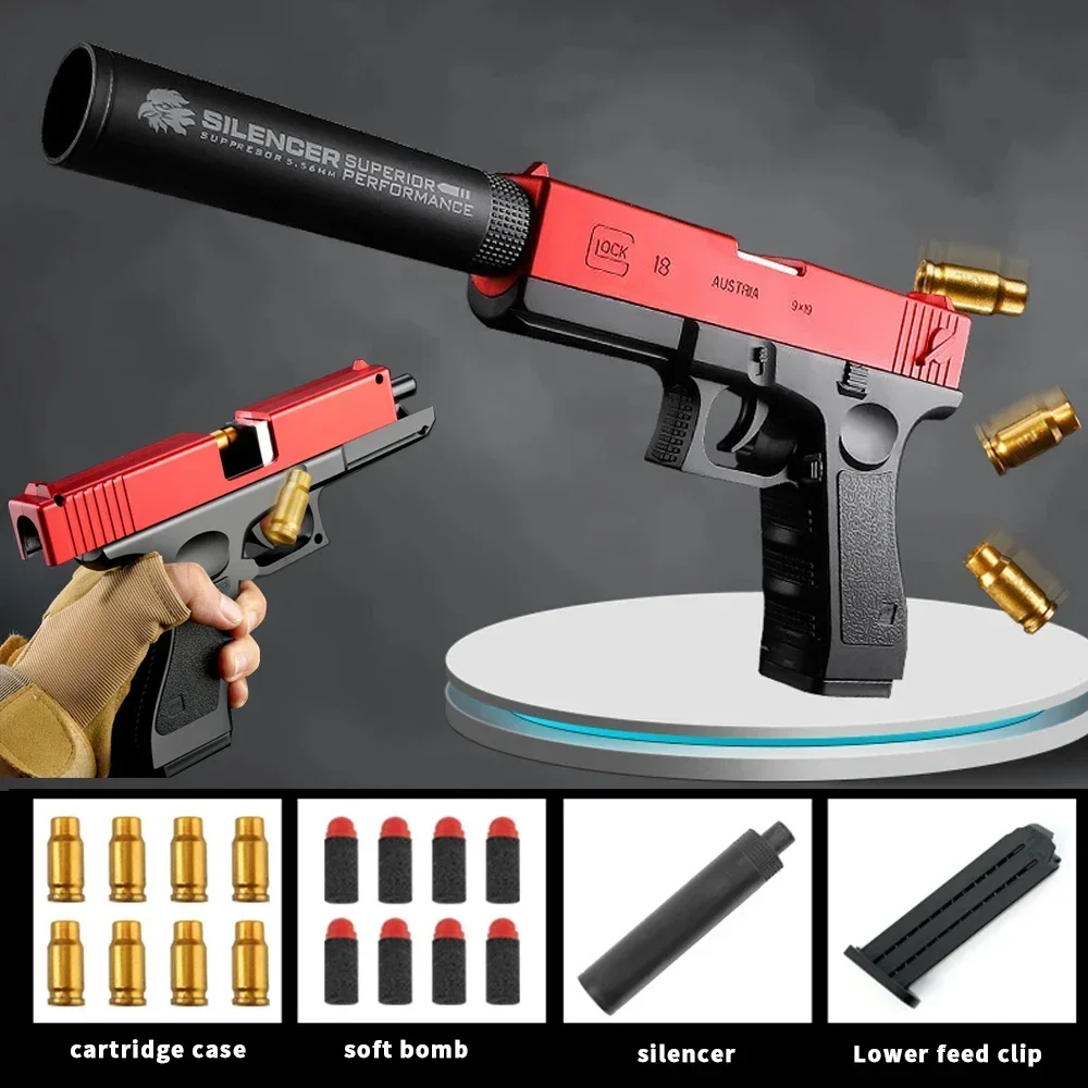 Soft Bullet Toy Gun For 6+ Kids Outdoor Combat Weapon Eat Chicken Toys With Silencer Foam Ejection For Boys Girls