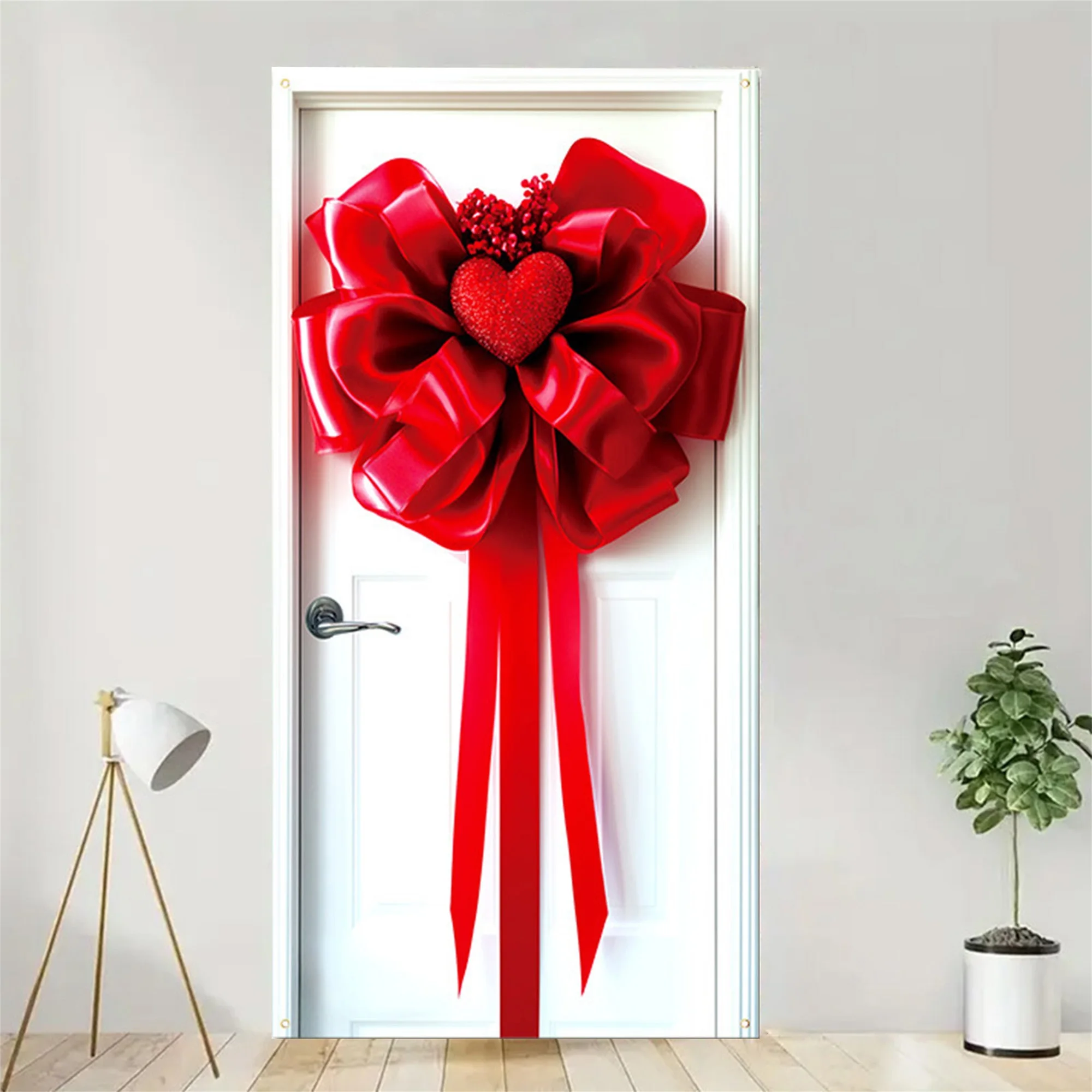 Heart-Shaped Wreath with Ribbon Accents - Valentine s Day Door Decor for Indoor and Outdoor Use - Large Love Wreath for Front