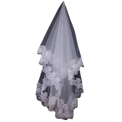 Cheap Short Bridal Lace Edge New Cape Mariage Wedding Veils Accessories velos de novia largos