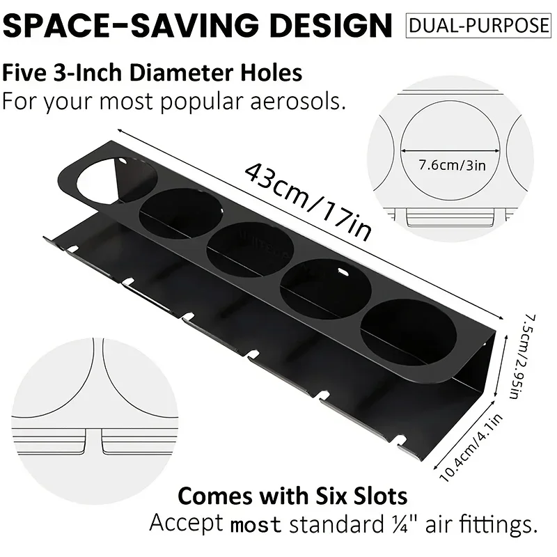 Pneumatic Tool Holder Aerosol Rack Combo Wall Mounted Metal Spray Can Bottle Holder Air Tool Organizer Rack For Garages
