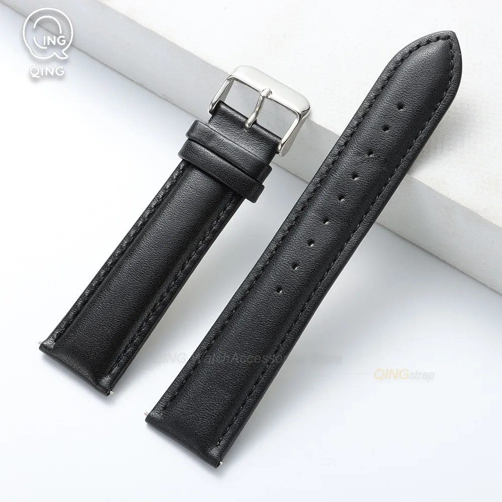 Premium Leather Quick Release Watch Strap - Elegant Calfskin Wristband