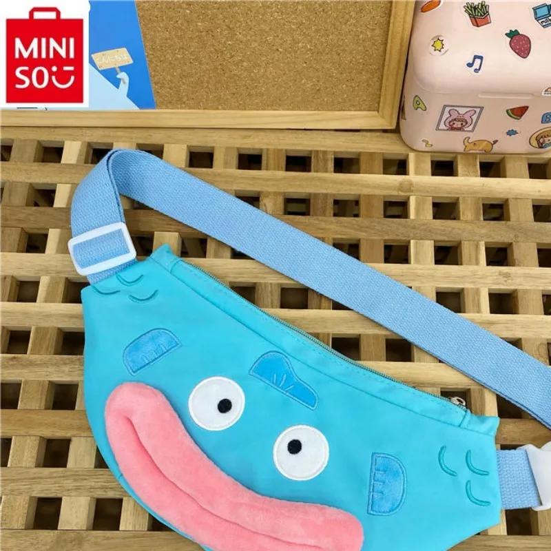 MINISO Sanrio Cartoon Ugly and Cute Big Mouth Crossbody Bag for Students High Quality Multi functional Storage Chest Bag