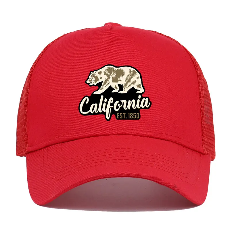 

Adult California Est.1850 Mesh Baseball Cap Woman Man Outdoor Sun Visor Snapback Cap Girl Boy Daily Casual Ball Cap Winter Hats