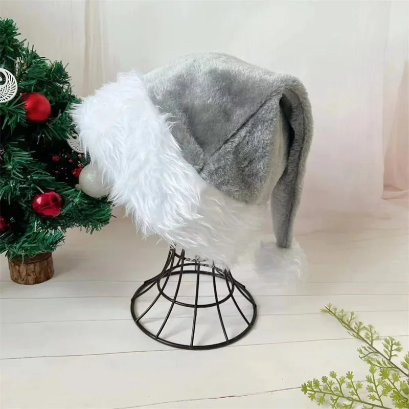 Pink Plush Santa Hat for Christmas, Unisex Adult & Kid, Red/Black Xmas Party Accessory, 2025 New Year Festive Holiday Decoration