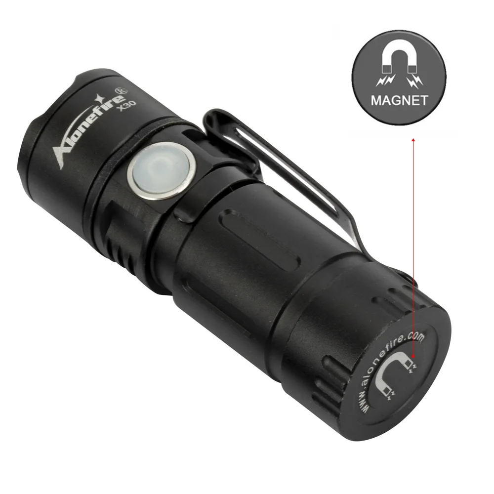 Alonefire X30 Rechargeable Mini Led Flashlight 16340 battery Usb