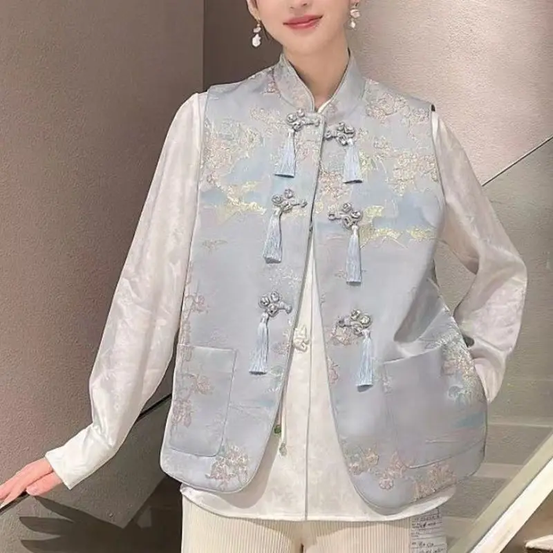 

Early Spring 2023 New Tang Style Horse Jacket Top Loose Versatile Showing Temperament Wearing Chinese Style Hanfu Top Vest