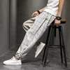 Cotton Linen Pants for Men New Trend Disc Buckle Hallen Pants Man Spring Summer Comfortable Breathable Casual Pants 3