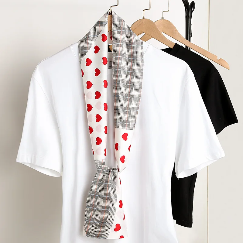 Luxury Brand Ribbon Silk Scarf 15*145cm Red Headband Neckerchief Foulard Hair Scarfs Neck Tie Lady Skinny Scarves Soft Satin 6