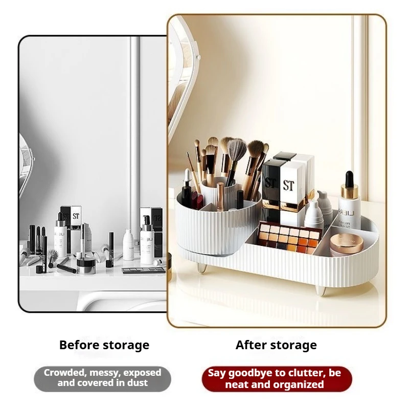 360°Rotating Makeup Organizer for Vanity Makeup Brush Holder Cosmetic Organizer Lipstick Eyebrow Pencil Holder Jewelry Container 5