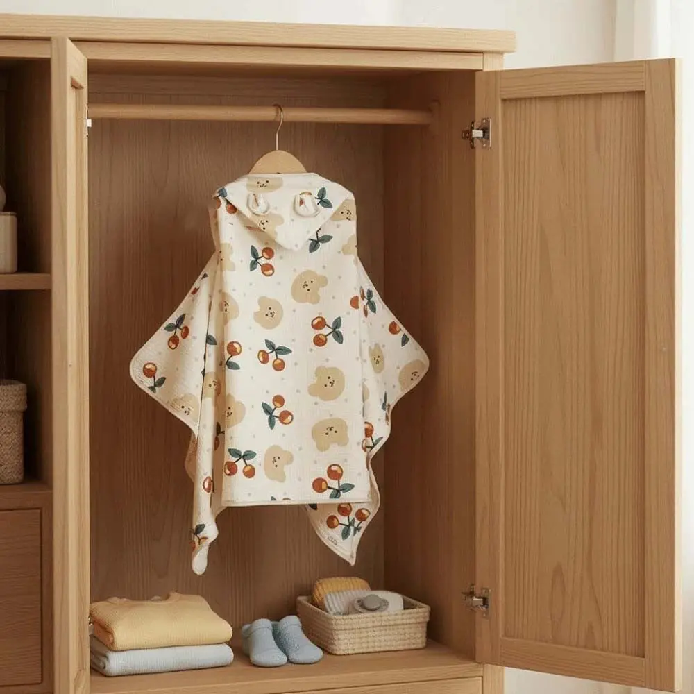 Large Cute Baby Hooded Cape Towels Soft Thickened Gauze Blanket Wrap Cartoon Printed Panda Bathrobe Infant