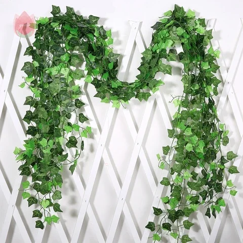 

Green Silk Artificial Ivy Plant Vine Hanging Leaf Garland Fake Plants Creeper Leaf for Home Wedding Party Garden Decoration 1PC