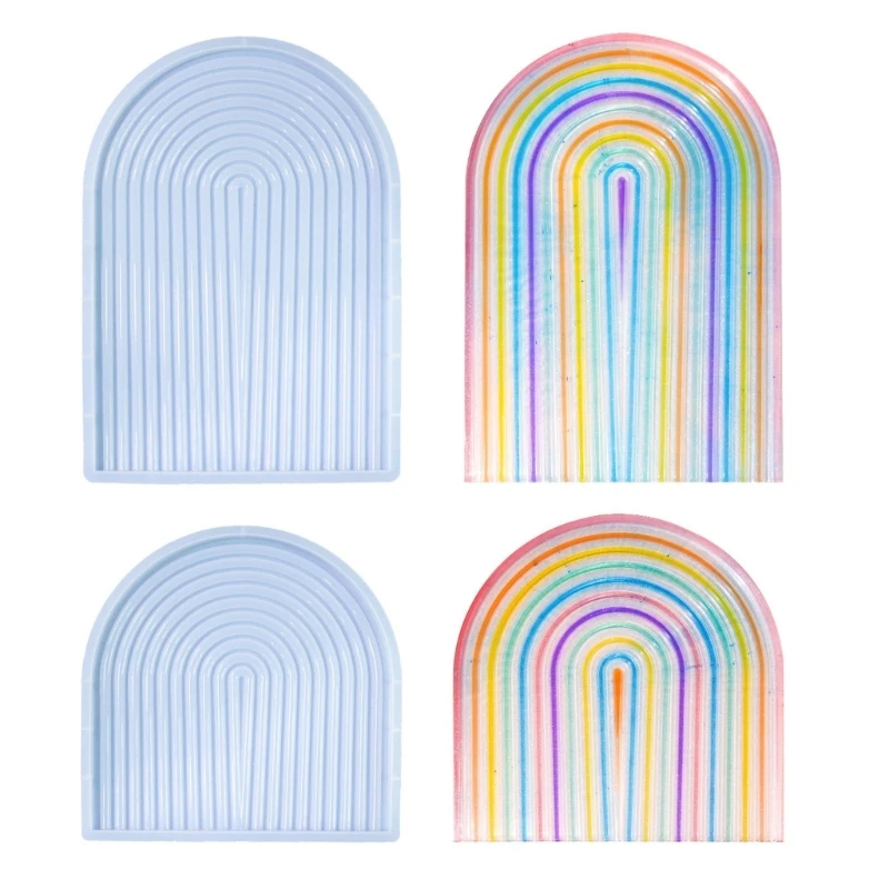 

Rainbow Tray Silicone Molds Large Arched Striped Pallet Mold for Home Decoration C1FC