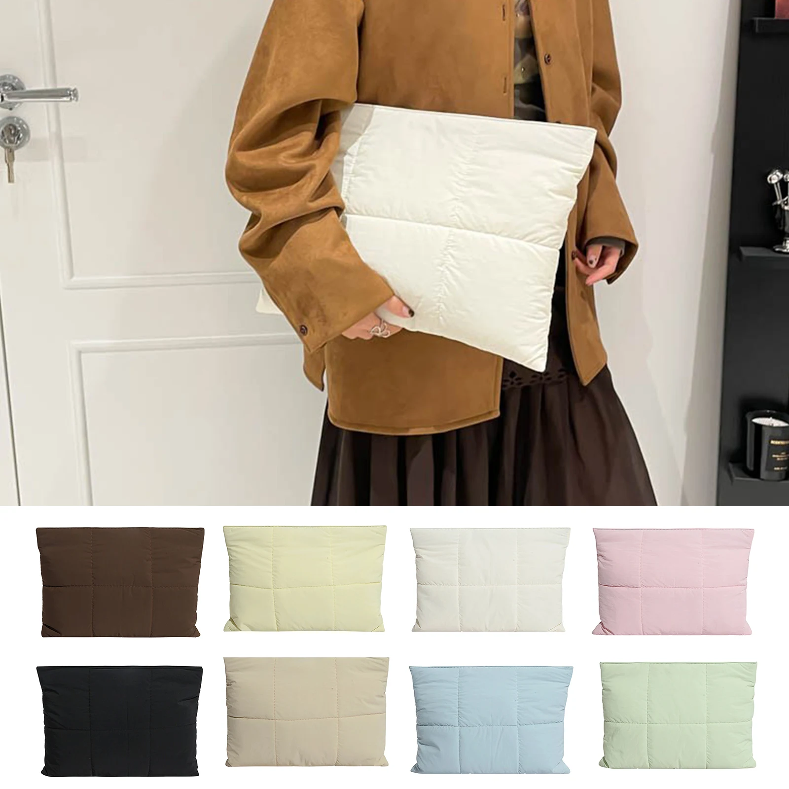 13 Inch Quilted Laptop Case Comfortable Laptop Sleeve Cute Laptop Bag for Women Men Travel School Work