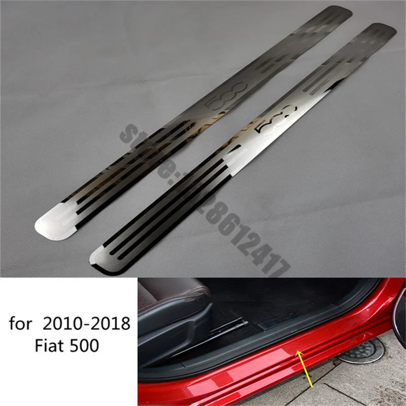 

For Fiat 500 500C 500X 500L 2010-2020 Door Sill Scuff Plate Trim Stainless Steel Threshold Kick Pedal Stickers Car Accessories